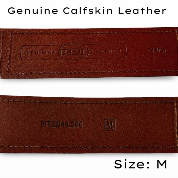 Rare Y2K VTG Fossil 54 Logo Patchwork Leather Belt | Size Medium M - Picture 10 of 14